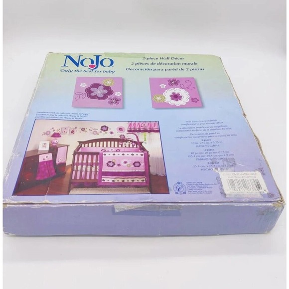 NOJO Pretty in Purple 2pc Wall Decor Art Pictures Nursery Girl Bedroom Flowers - Picture 4 of 7